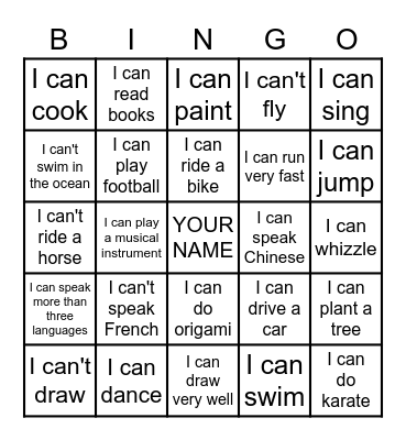 Diversity Bingo Card