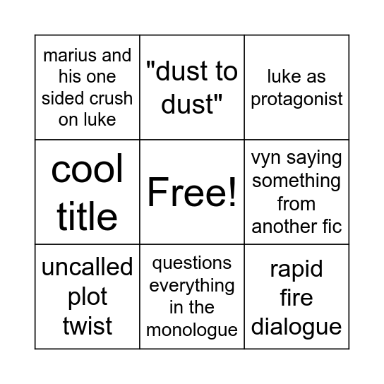 romo fanfiction Bingo Card