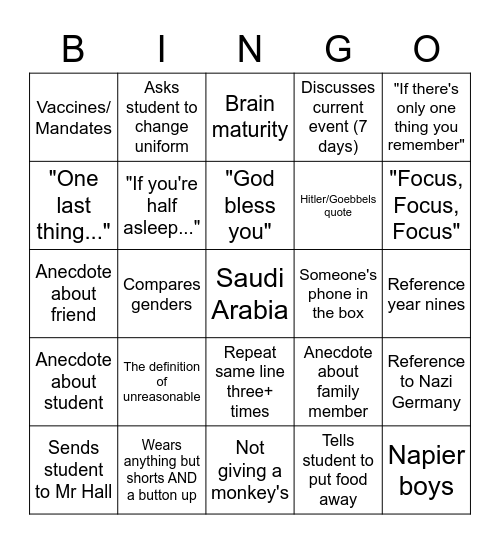 Bev Bingo Card