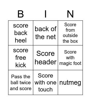 Evo football bingo Card