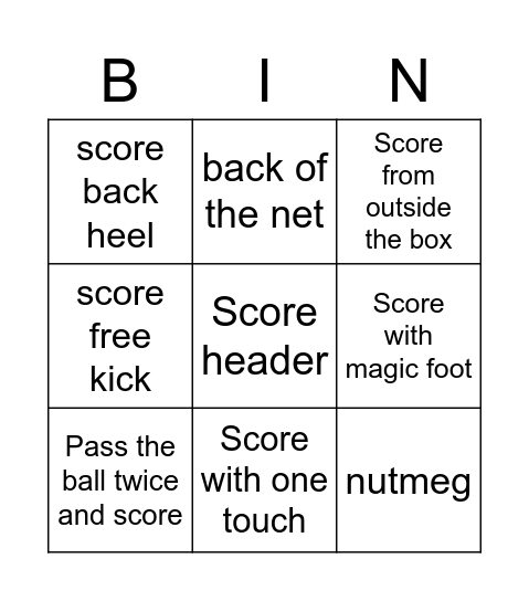 Evo football bingo Card