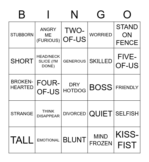 ASL 2: People and Community Bingo Card