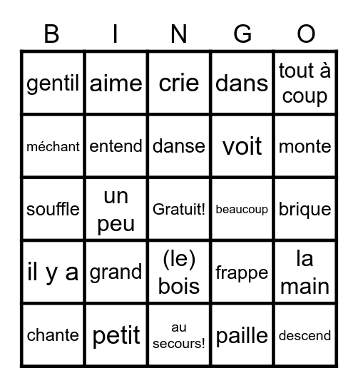 Les Trois Pétits Cochons Bingo Card