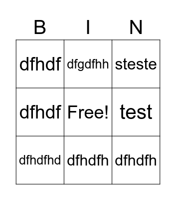 test Bingo Card