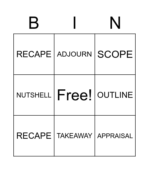 REVISION Bingo Card