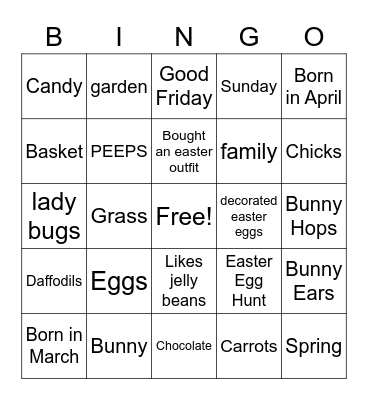 Easter Bingo Card