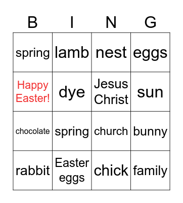 Easter Bingo! Bingo Card