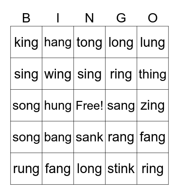 Glued Sounds BINGO Card