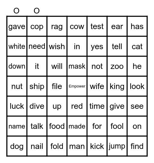 Lesson 64 Bingo Card