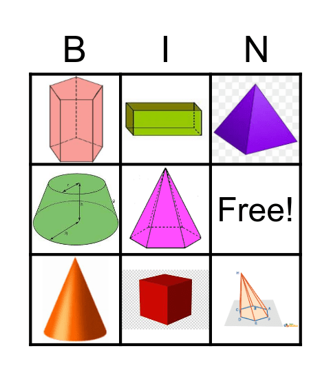 Formas e Sólidos Geométricos Bingo Card