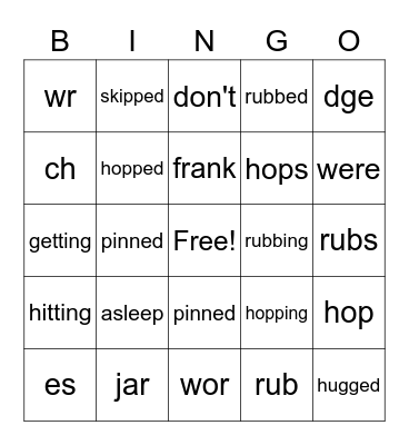 Phonics 26 Bingo Card