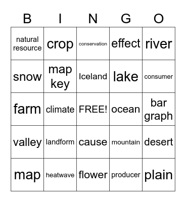 Social Studies Bingo Card