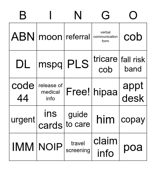 Access Bingo Card