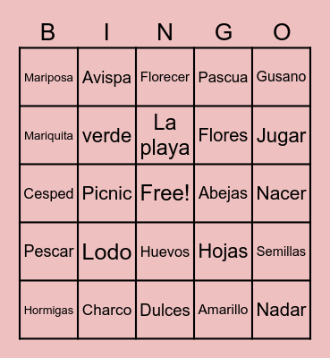 Spanish Bingo Card