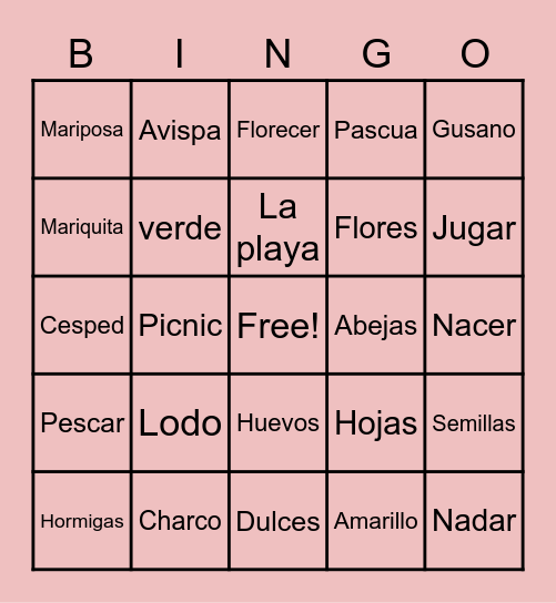 Spanish Bingo Card