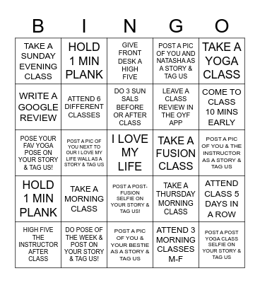 OXYGEN OAKVILLE JC Bingo Card