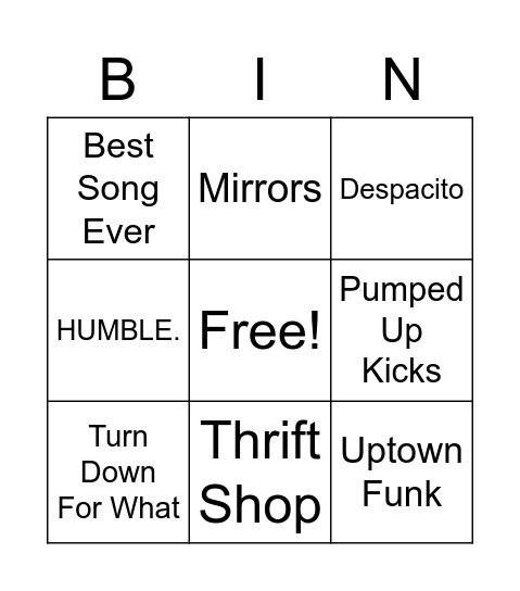 2010's Bingó! Bingo Card