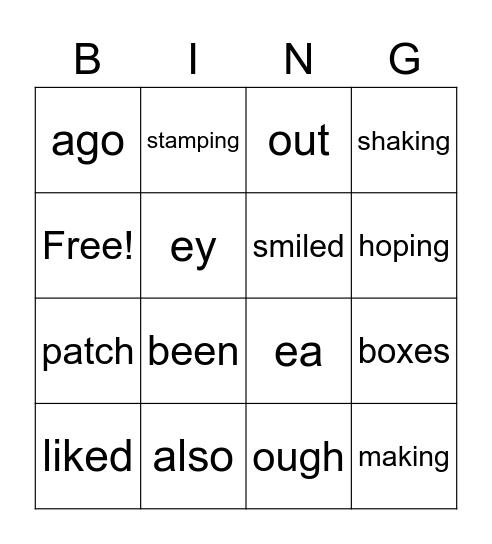 Phonics 27 Bingo Card