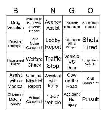 Dispatch Bingo Card