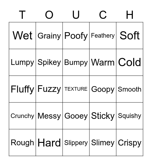 Texture Bingo Card