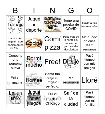 ¿Qué hiciste durante tus vacaciones? Bingo Card