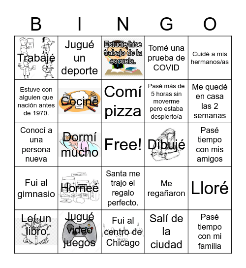 ¿Qué hiciste durante tus vacaciones? Bingo Card