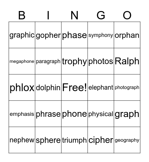 PH Bingo Card