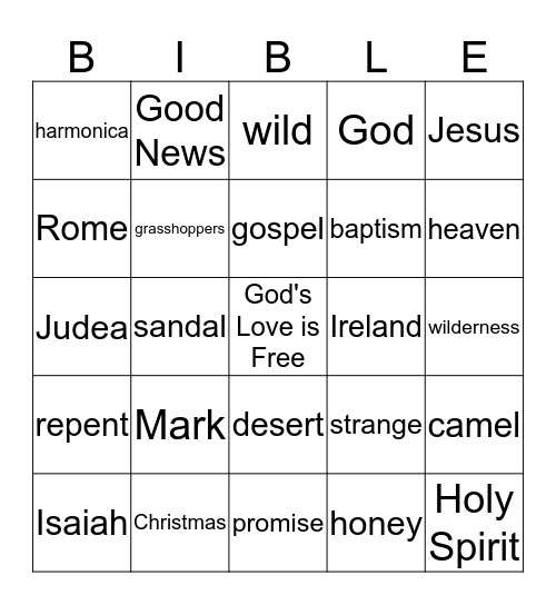 John the Baptist Bingo Card