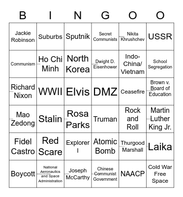 Cold War BINGO Card