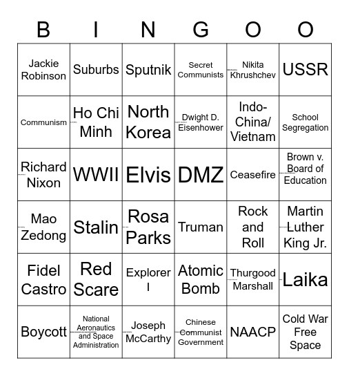 Cold War BINGO Card