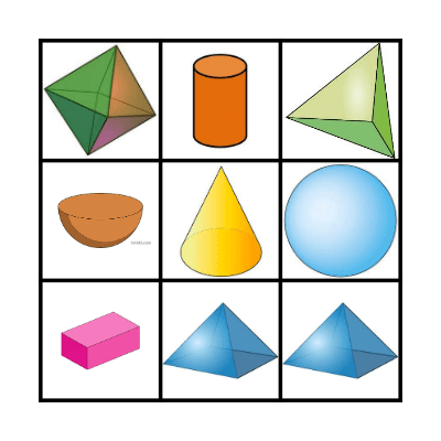 3-D Shapes Bingo Card