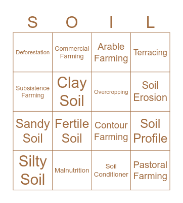Soil Systems and Society Bingo Card