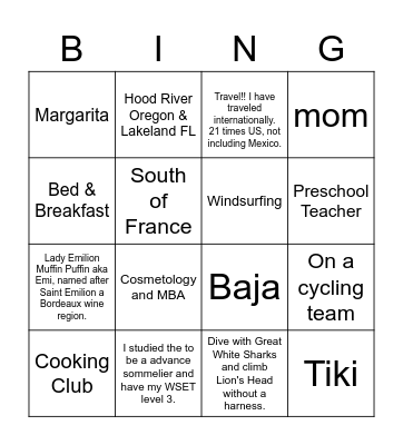 TRISHA BING"O" Bingo Card