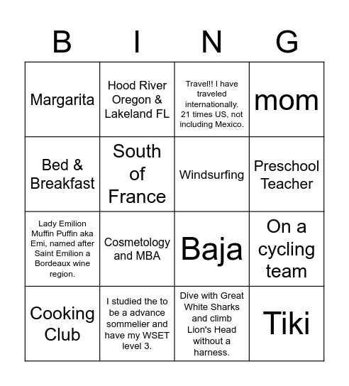 TRISHA BING"O" Bingo Card