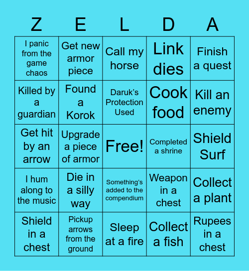 BOTW Bingo Card