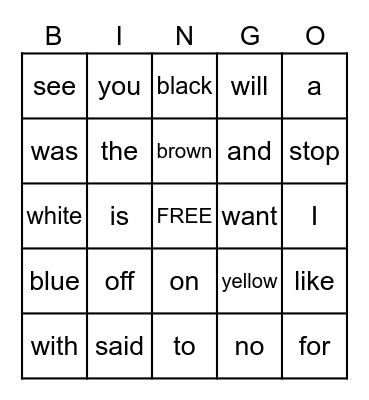 HEART WORD BINGO Card