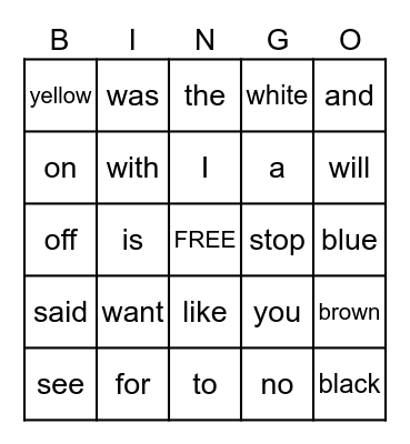 HEART WORD BINGO Card