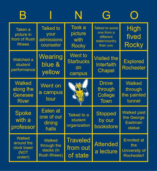 Yellowjacket Experience! Bingo Card