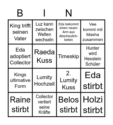 Owl House Finale Bingo Card