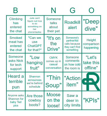 Roadmap Retreat 2023 Bingo Card
