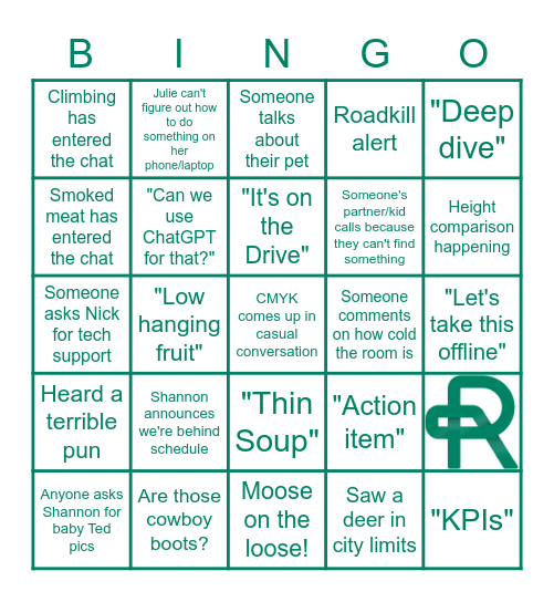 Roadmap Retreat 2023 Bingo Card