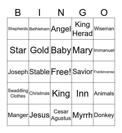 Jesus Bingo Card