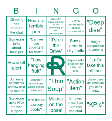 Roadmap Retreat 2023 Bingo Card