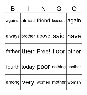 Heart Words 4.4.23 Bingo Card