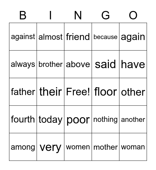 Heart Words 4.4.23 Bingo Card