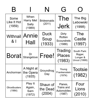 47 - Movies Bingo Card