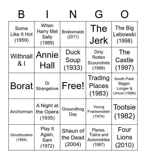 47 - Movies Bingo Card