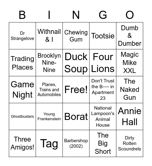 47 - MOVIES Bingo Card