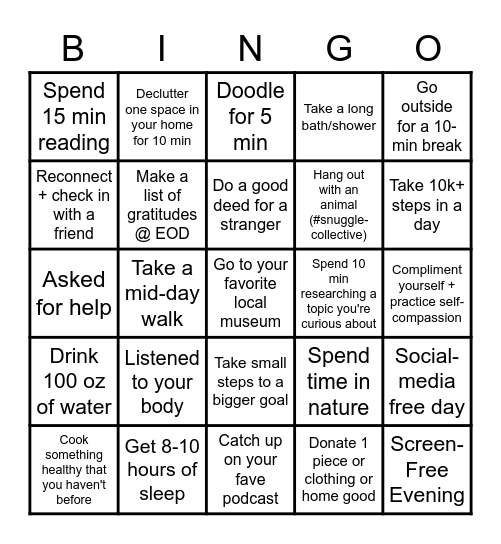 Proto Mini-Wellness Olympics Bingo Card