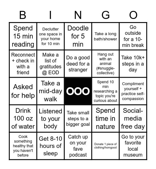 Proto Mini-Wellness Olympics Bingo Card